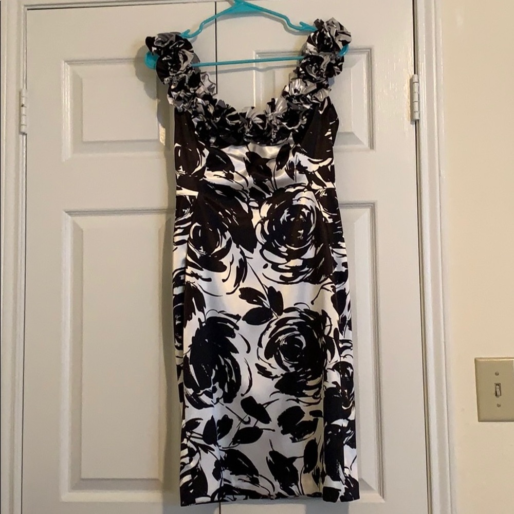Black and white floral dress